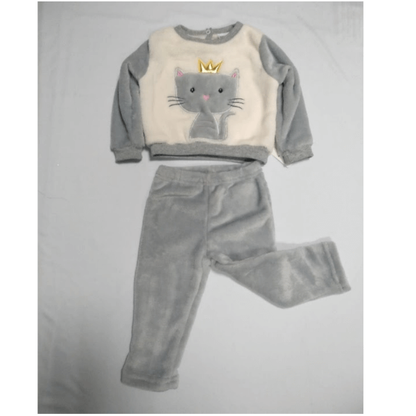 Kitten Embroidered Set For Toddlers